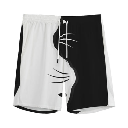 Black And White Cat Yin Yang Print Men's Sports Shorts