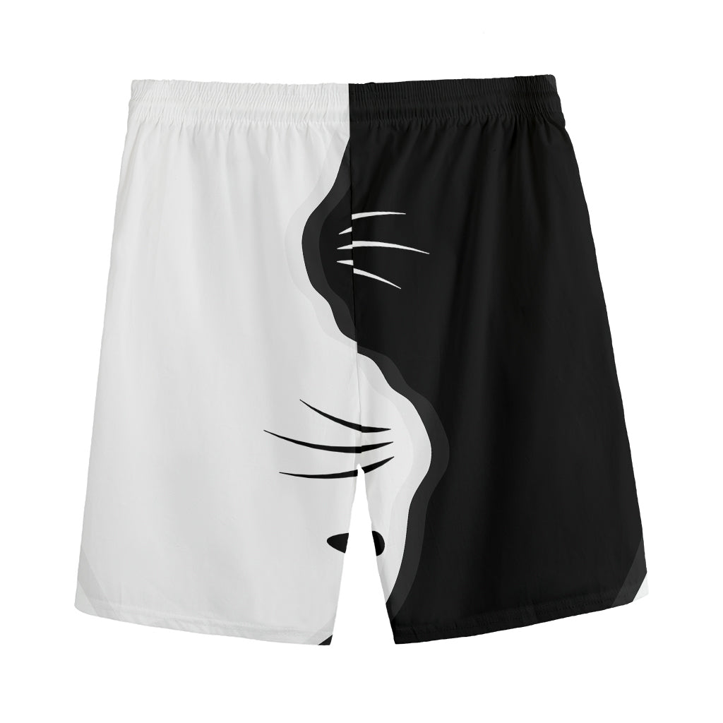 Black And White Cat Yin Yang Print Men's Sports Shorts