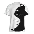 Black And White Cat Yin Yang Print Men's Athletic T-Shirt