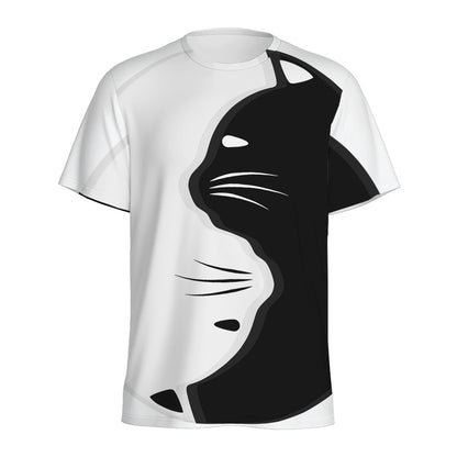 Black And White Cat Yin Yang Print Men's Sports T-Shirt