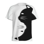 Black And White Cat Yin Yang Print Men's Sports T-Shirt