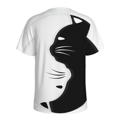 Black And White Cat Yin Yang Print Men's Sports T-Shirt