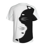 Black And White Cat Yin Yang Print Men's Sports T-Shirt