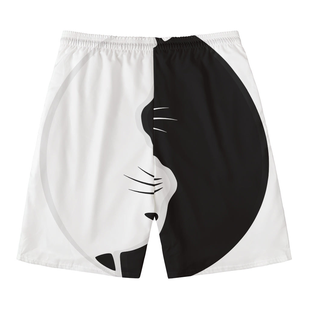 Black And White Cat Yin Yang Print Men's Swim Trunks