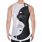 Black And White Cat Yin Yang Print Men's Velvet Tank Top