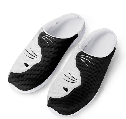 Black And White Cat Yin Yang Print Mesh Casual Shoes