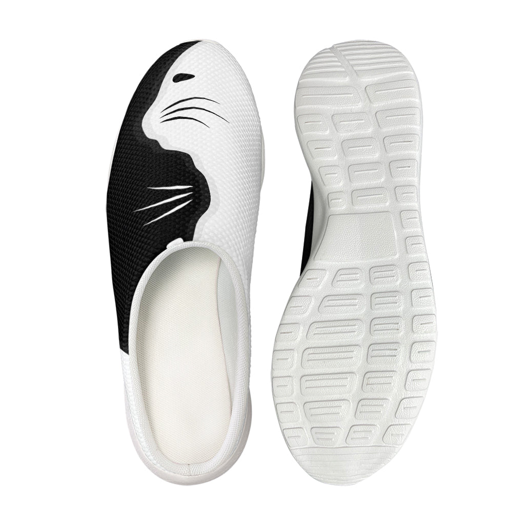 Black And White Cat Yin Yang Print Mesh Casual Shoes