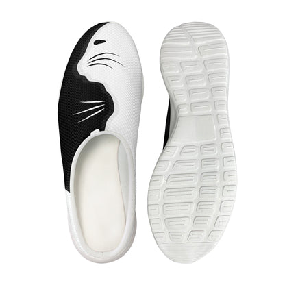 Black And White Cat Yin Yang Print Mesh Casual Shoes