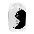 Black And White Cat Yin Yang Print Mesh Laundry Hamper