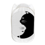 Black And White Cat Yin Yang Print Mesh Laundry Hamper