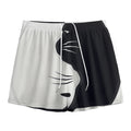 Black And White Cat Yin Yang Print Mesh Shorts