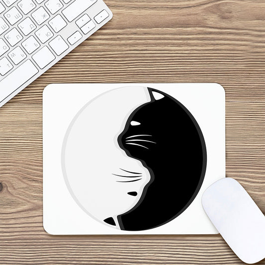 Black And White Cat Yin Yang Print Mouse Pad