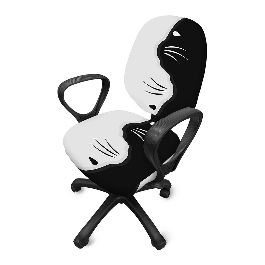 Black And White Cat Yin Yang Print Office Chair Cover