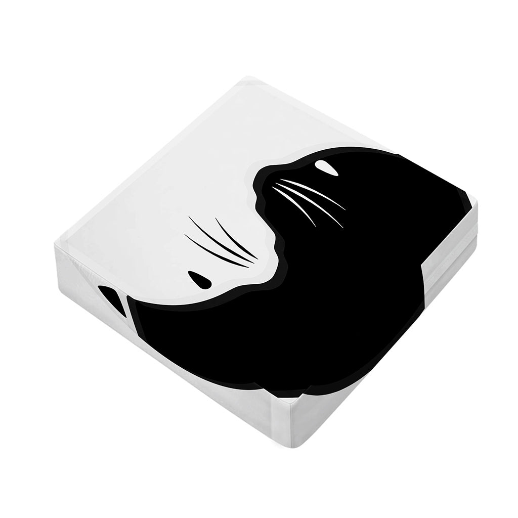 Black And White Cat Yin Yang Print Outdoor Seat Cushion Cover