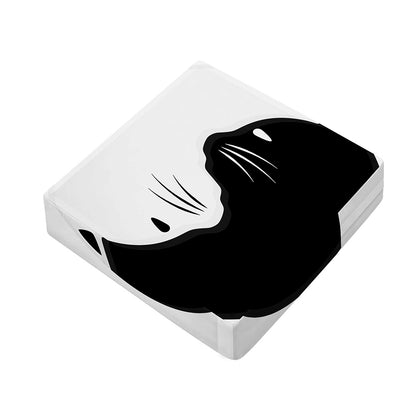 Black And White Cat Yin Yang Print Outdoor Seat Cushion Cover
