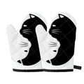 Black And White Cat Yin Yang Print Oven Mitts