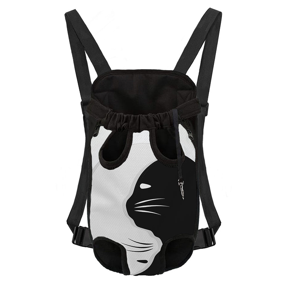 Black And White Cat Yin Yang Print Pet Carrier Backpack