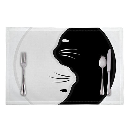 Black And White Cat Yin Yang Print Placemat
