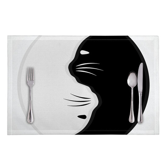 Black And White Cat Yin Yang Print Placemat