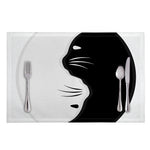 Black And White Cat Yin Yang Print Placemat