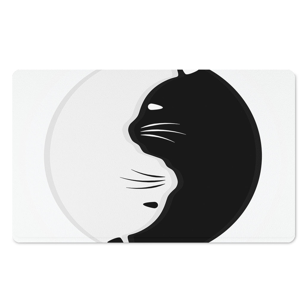 Black And White Cat Yin Yang Print Polyester Doormat