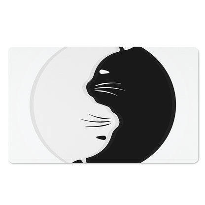 Black And White Cat Yin Yang Print Polyester Doormat