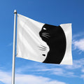 Black And White Cat Yin Yang Print Polyester Flag