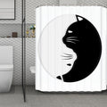 Black And White Cat Yin Yang Print Polyester Shower Curtain