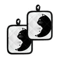 Black And White Cat Yin Yang Print Pot Holders