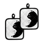 Black And White Cat Yin Yang Print Pot Holders