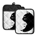 Black And White Cat Yin Yang Print Pot Holders With Pocket