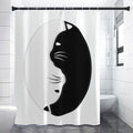 Black And White Cat Yin Yang Print Premium Shower Curtain