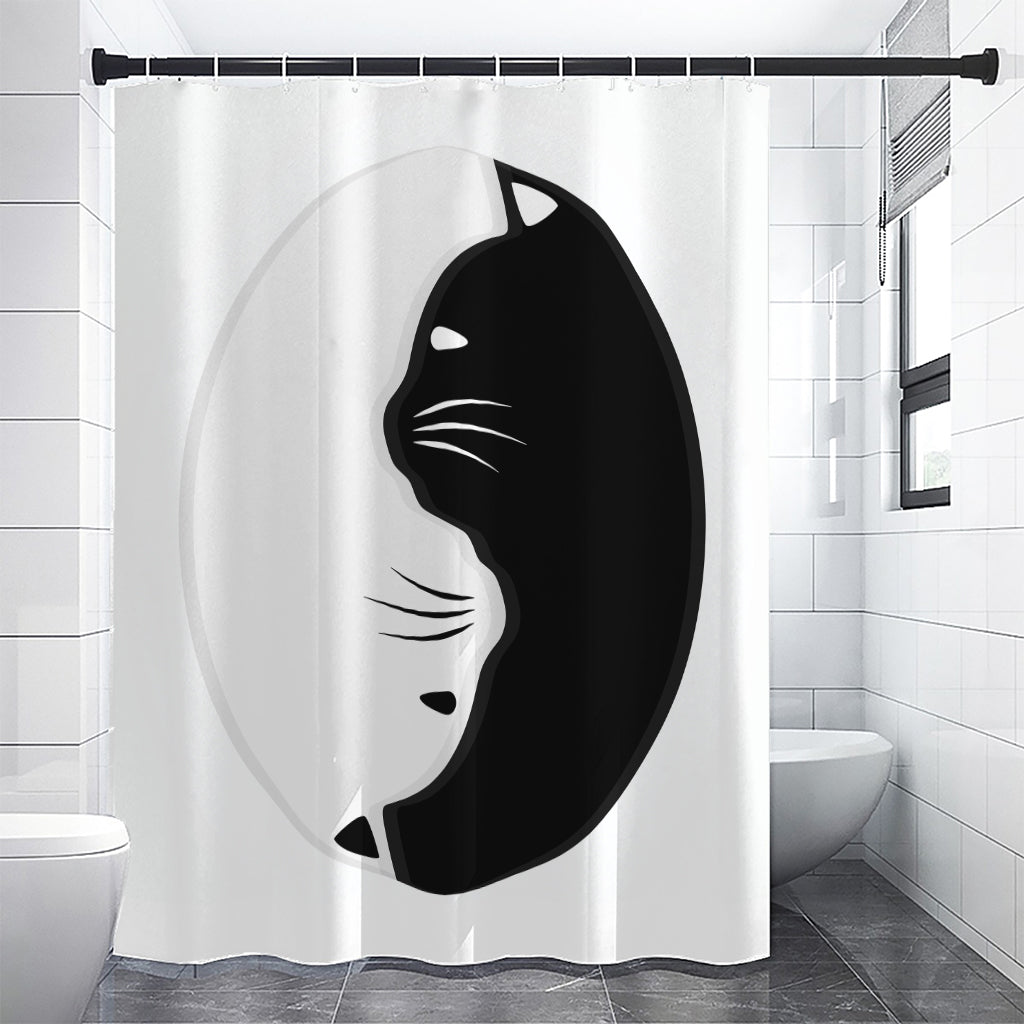Black And White Cat Yin Yang Print Premium Shower Curtain