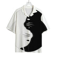 Black And White Cat Yin Yang Print Rayon Hawaiian Shirt