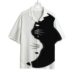 Black And White Cat Yin Yang Print Rayon Hawaiian Shirt