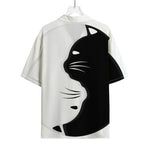 Black And White Cat Yin Yang Print Rayon Hawaiian Shirt