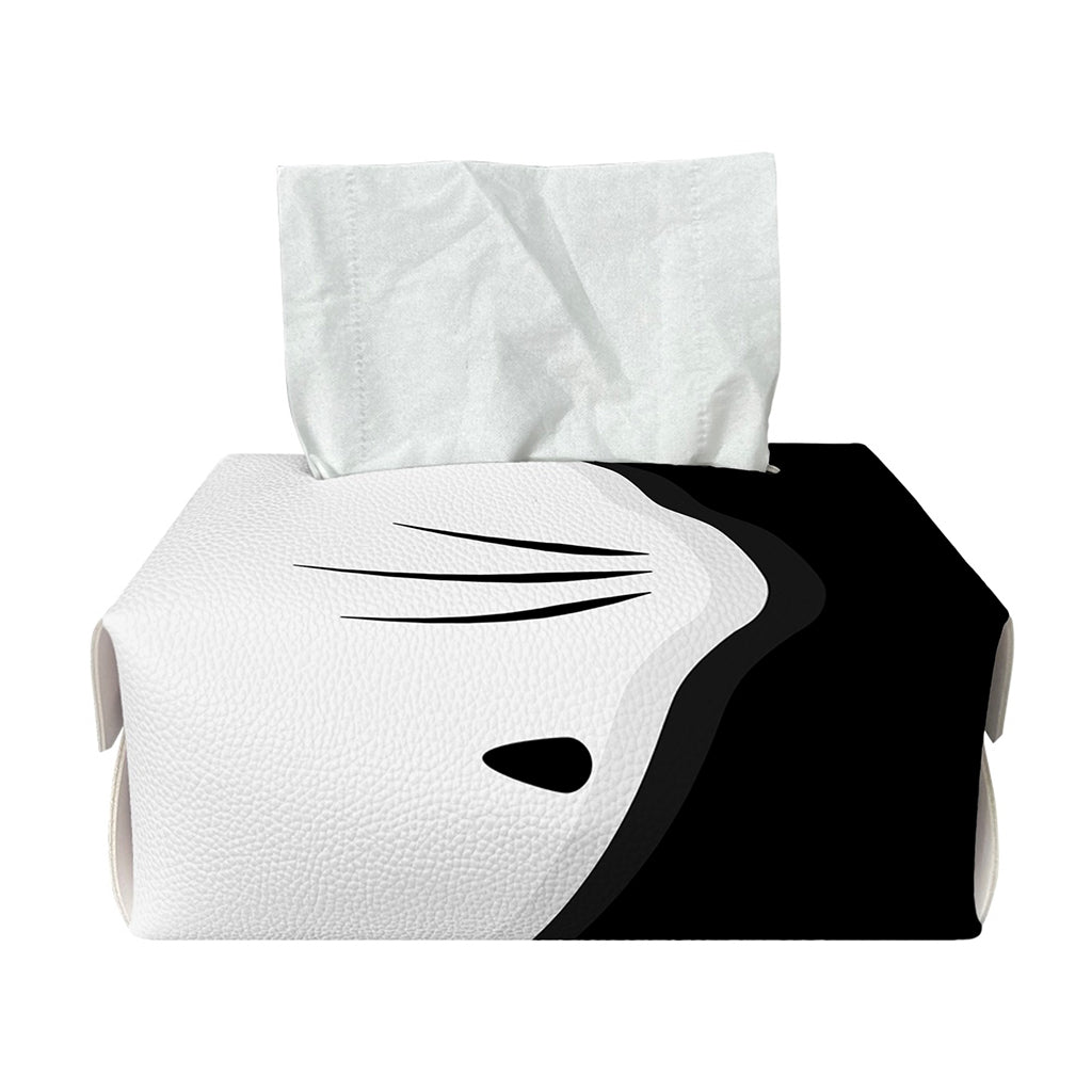 Black And White Cat Yin Yang Print Rectangle Tissue Box Cover