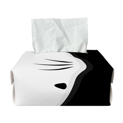Black And White Cat Yin Yang Print Rectangle Tissue Box Cover