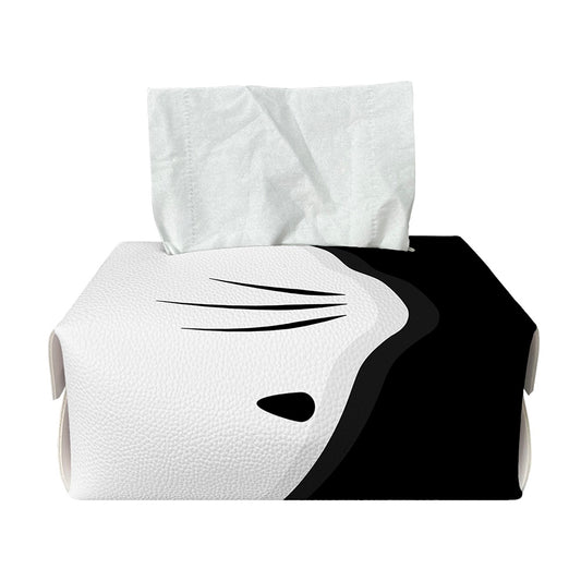 Black And White Cat Yin Yang Print Rectangle Tissue Box Cover