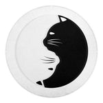 Black And White Cat Yin Yang Print Round Blanket