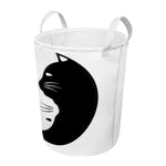 Black And White Cat Yin Yang Print Round Laundry Basket