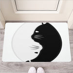 Black And White Cat Yin Yang Print Rubber Doormat