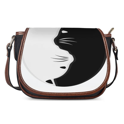 Black And White Cat Yin Yang Print Saddle Bag