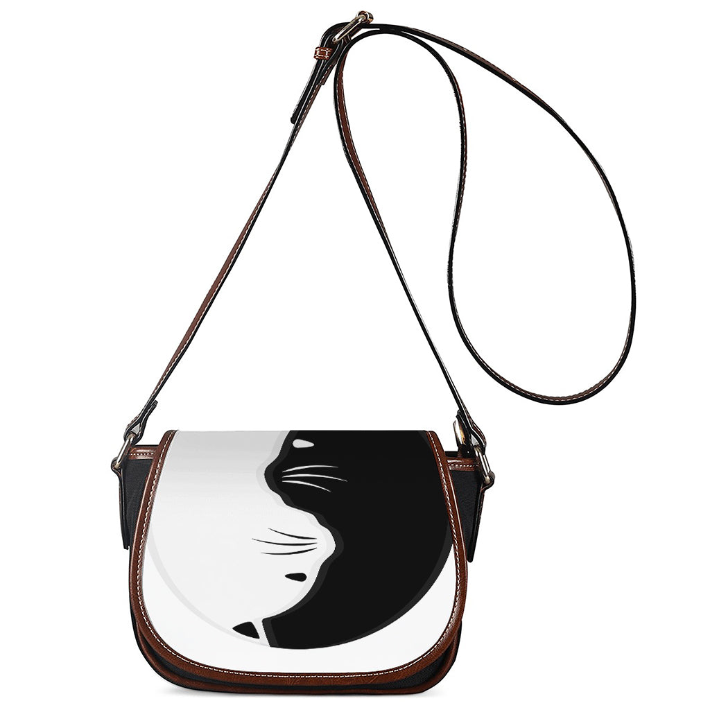 Black And White Cat Yin Yang Print Saddle Bag