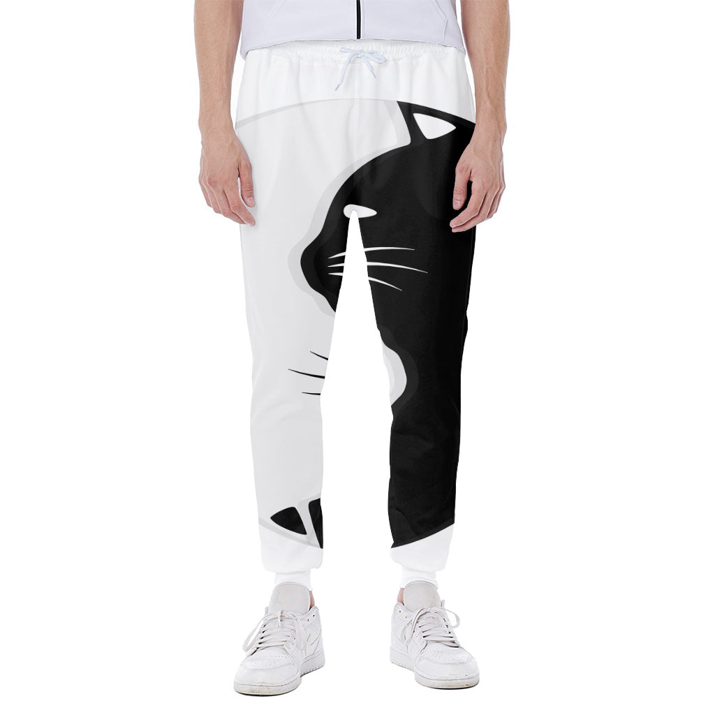 Black And White Cat Yin Yang Print Scuba Joggers
