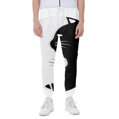 Black And White Cat Yin Yang Print Scuba Joggers