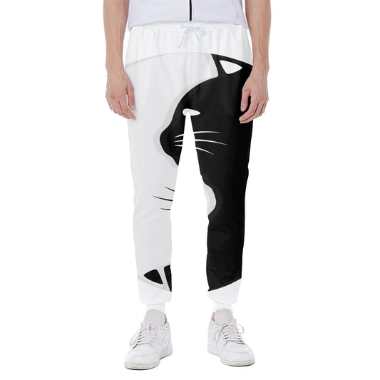 Black And White Cat Yin Yang Print Scuba Joggers