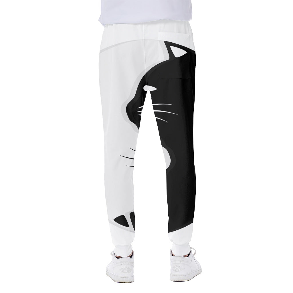 Black And White Cat Yin Yang Print Scuba Joggers