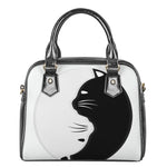 Black And White Cat Yin Yang Print Shoulder Handbag