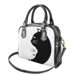 Black And White Cat Yin Yang Print Shoulder Handbag